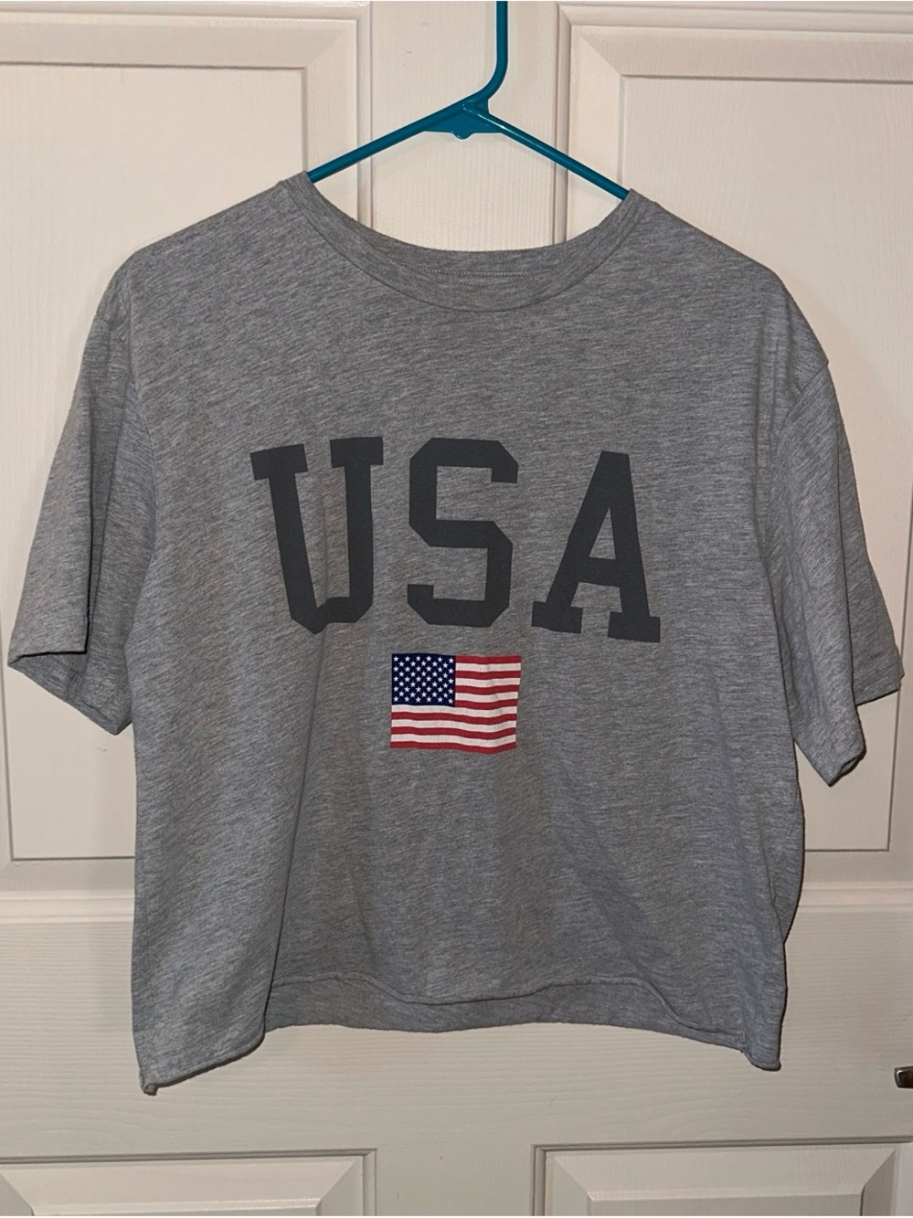MAD Engine Gray USA Short Sleeve Tee with American Flag